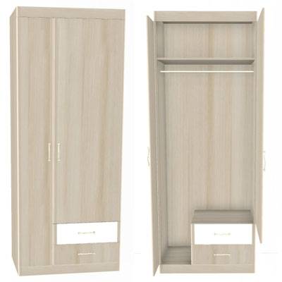 Ника Н10 Шкаф 2 дв для одежды лам.белый/дуб сонома
