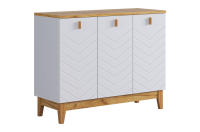 Комод 3 Хюгге белое дерево/дуб крафт золотой/белый матовый