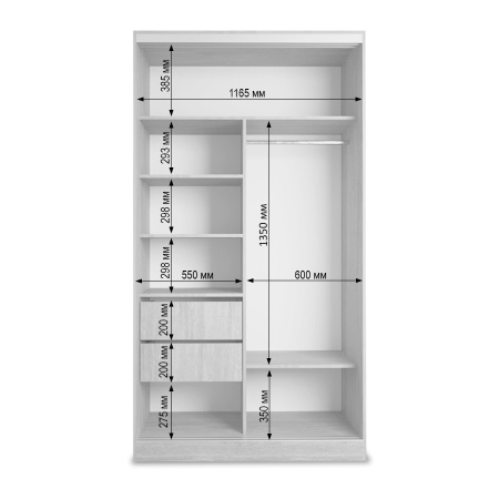 Шкаф-купе Клэр 1200х597х2200 с ящ/дуб сонома-золото