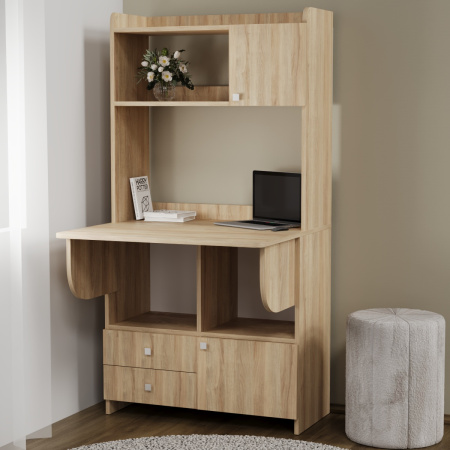 Стол письменный однотумбовый с полкой настольной БН-06/80