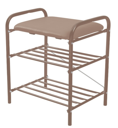 Банкетка 1 для обуви (арт. Б1-1/К) КАРКАС коричневый, сиденье винилкожа корич.