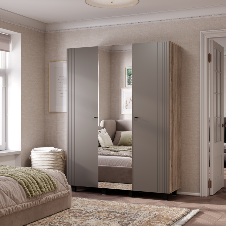 Шкаф 3-х створчатый Олива ШК-08 (1502х2016х514мм) дуб каньон / муссон софт MF14