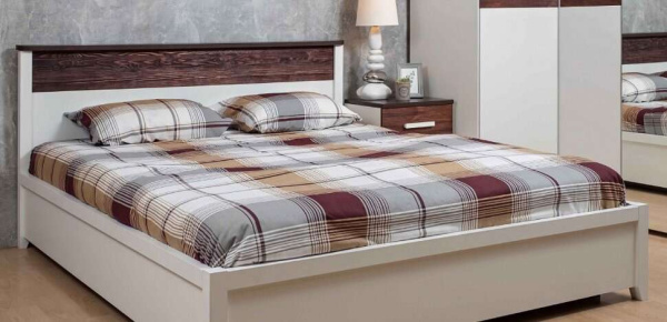 Кровать Норвуд 180*200 Белый-Орех шоколадный +основание Металл
