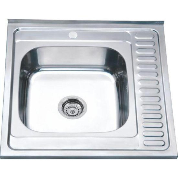 Мойка накладная 60*60 левая MG6-6060  L  (со сливной арматурой) 