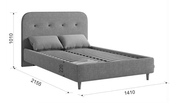 Кровать с основанием Лео 120х200см топаз/галька/велюр