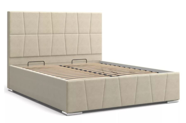 Кровать Пассаж (04) 1600*2000+Рама для кровати 1600*2000 (без косынок) с подъемным механизмом /Glory 110 беж