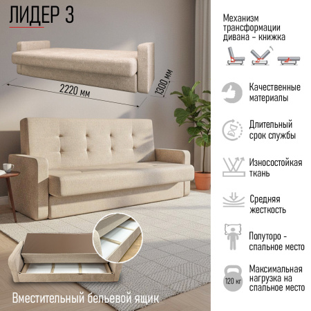 Диван-кровать "Лидер 3" 1549 С - 5