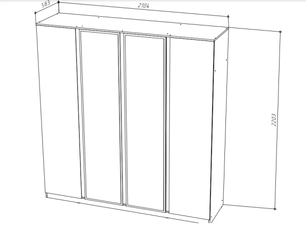 STERN Шкаф 4-х дверный с зеркалом Дуб Вотан