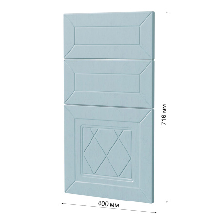 Фасад РОМБ голубой 3 ящика 400