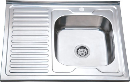 Мойка накладная правая 80х60  MG6-8060  R (со сливной арматурой) 