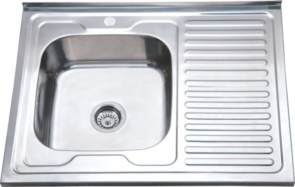 Мойка накладная 60*60 правая  R  (со сливной арматурой) 