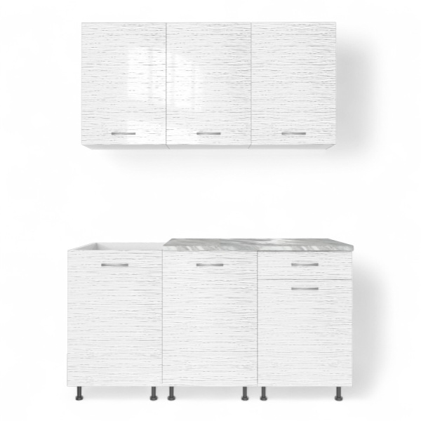 Кухонный гарнитур №2/1 белый / БЕЛЫЙ СТРАЙП