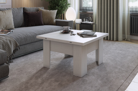 Стол - трансформер журнальный Секрет белый рамух/белый рамух