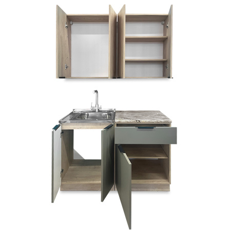 Кухня ДЖАЗ  Дуб Эндгрейн/ЭвоГлосс Тёмно Серый +сушка+планка