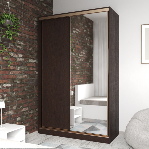 Шкаф-купе БН-61 2дв  с ящ.1400х600х2200 Венге/золото