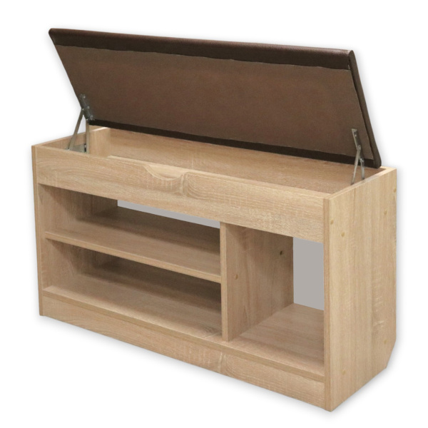 Тумба для обуви БН-196-04 (900*310*510) дуб сонома/кожзам 305-02 корич