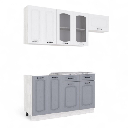 Кухня РАВЕННА Сосна лофт/Дуб светлый/Дуб дымчатый (Столешница Альберика) 1,4м 