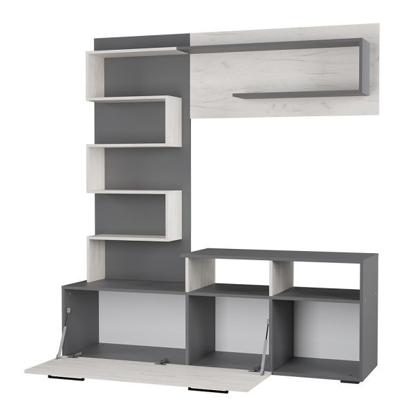 Гостиная Евро графит/дуб крафт белый