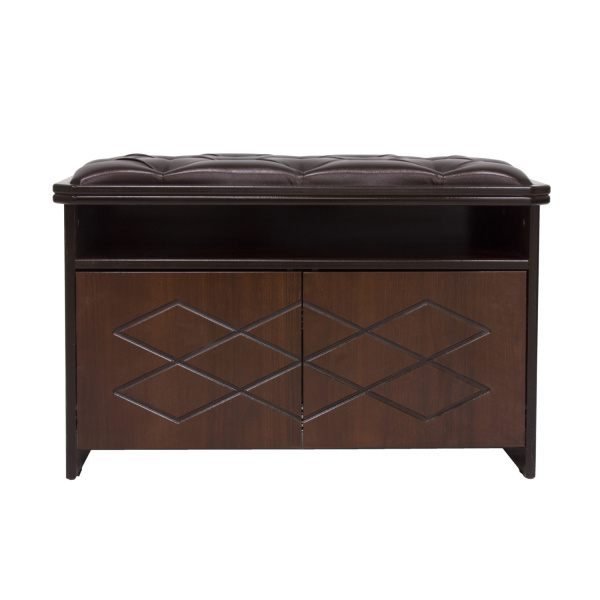 Банкетка Leset Патриция, орех (к/з орегон перламутр 120/Коричневый, каретная стяжка)